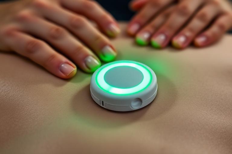 Green LED feedback ring glowing during compressions
